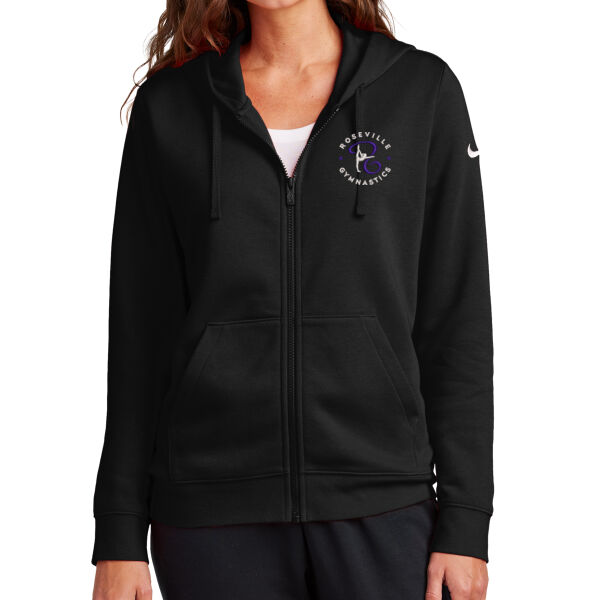 Nike Women's Club Fleece Sleeve Swoosh Full-Zip Hoodie - Embroidered Logo Thumbnail